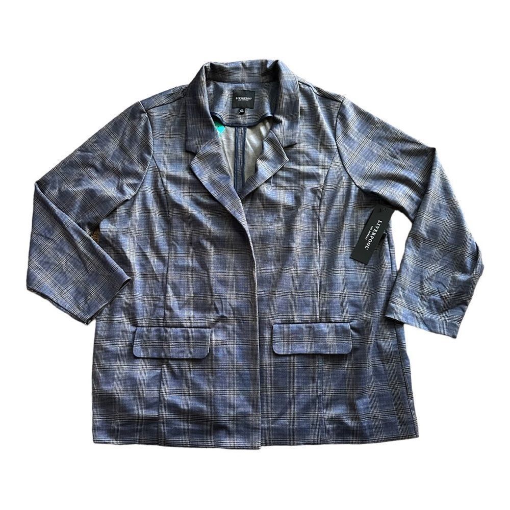 Liverpool Blazer Jayson Boyfriend Blazer Navy Khaki Plaid 3X